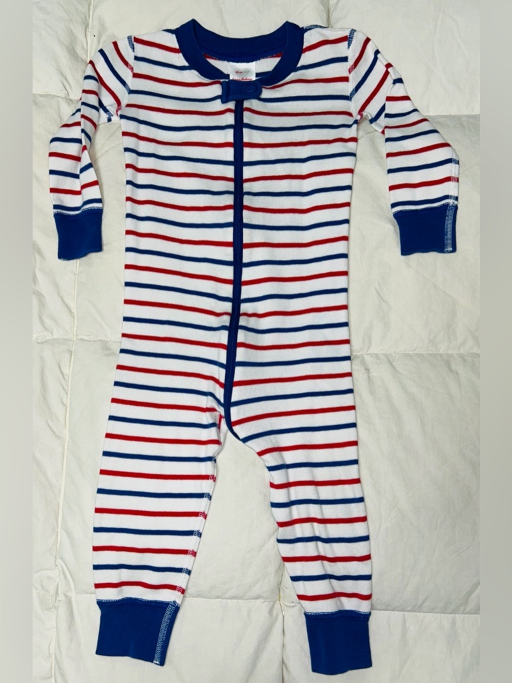Hanna Andersson red white and blue stripe organic cotton sleeper sz 2T
